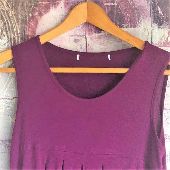 Anthropologie Plum/Burgundy Jersey Rosette Dress - Picture 5 of 6